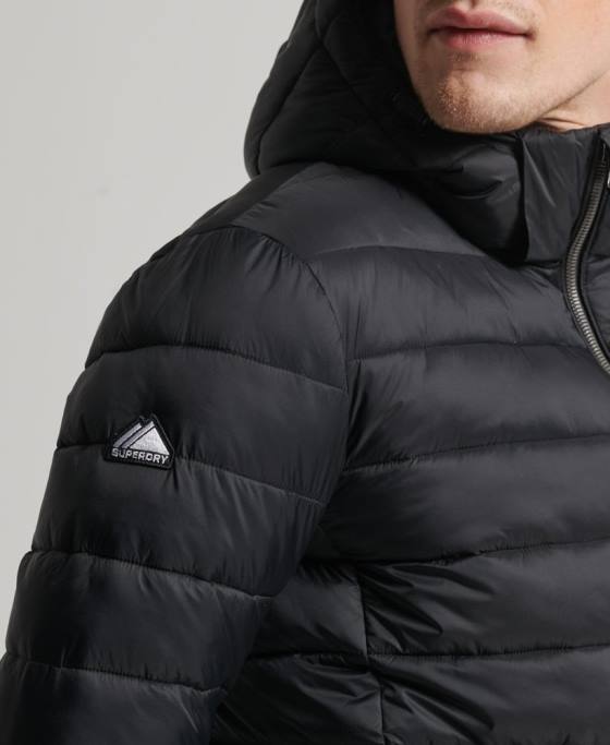 Superdry jachetă puf clasică cu glugă îmbrăcăminte negru bărbați JX0Z1087