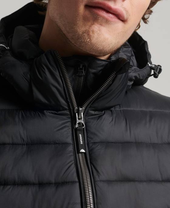 Superdry jachetă puf clasică cu glugă îmbrăcăminte negru bărbați JX0Z1087