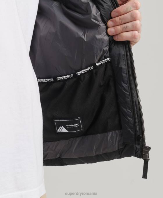 Superdry jachetă puf clasică cu glugă îmbrăcăminte negru bărbați JX0Z1087