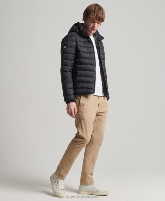 Superdry jachetă puf clasică cu glugă îmbrăcăminte negru bărbați JX0Z1087