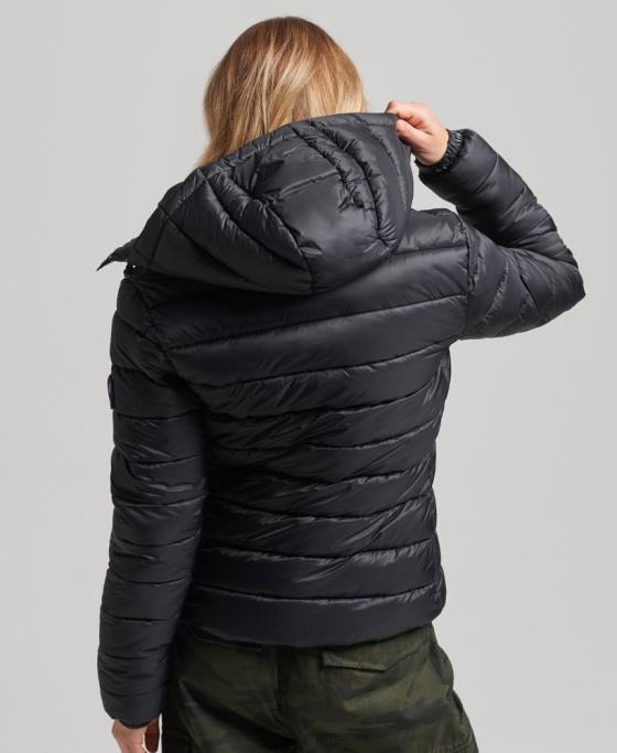 Superdry jachetă puf clasică cu glugă îmbrăcăminte negru femei JX0Z3565