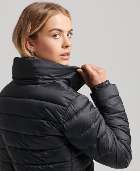 Superdry jachetă puf clasică cu glugă îmbrăcăminte negru femei JX0Z3565