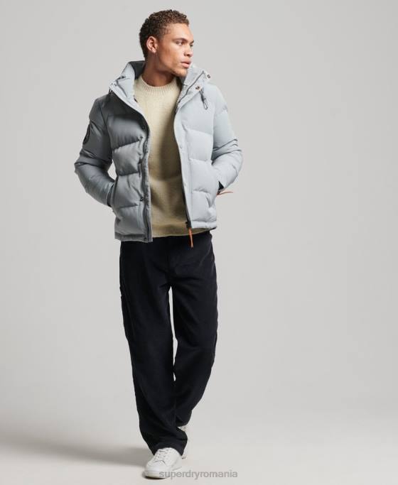 Superdry jachetă puf cu glugă everest îmbrăcăminte albastru deschis bărbați JX0Z1158