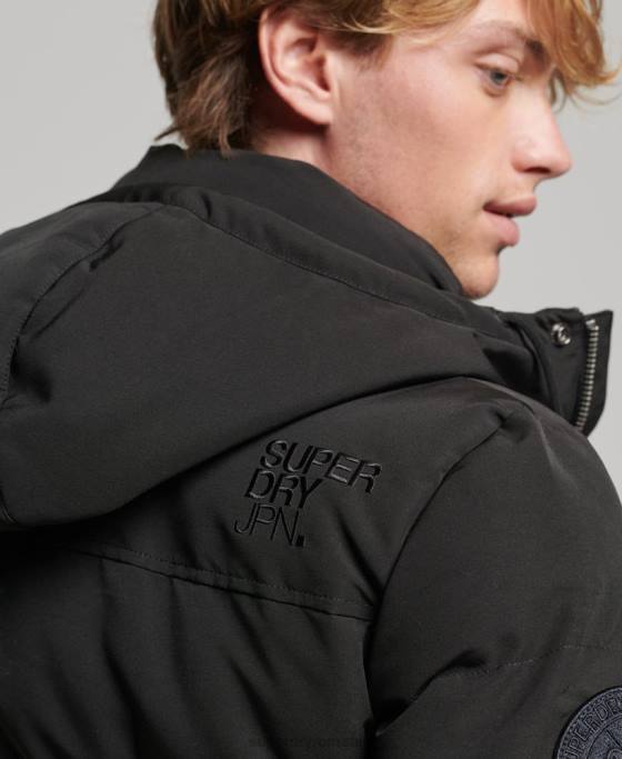 Superdry jachetă puf cu glugă everest îmbrăcăminte gri inchis bărbați JX0Z1095