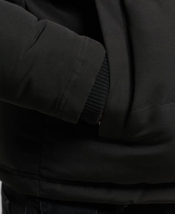 Superdry jachetă puf cu glugă everest îmbrăcăminte gri inchis bărbați JX0Z1095