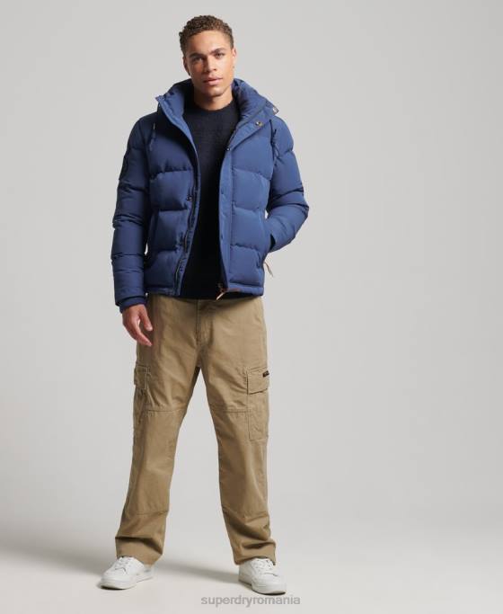 Superdry jachetă puf cu glugă everest îmbrăcăminte marina bărbați JX0Z1129