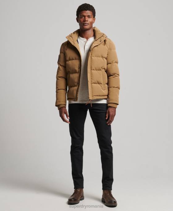 Superdry jachetă puf cu glugă everest îmbrăcăminte maro bărbați JX0Z1093