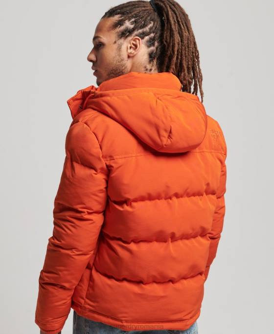 Superdry jachetă puf cu glugă everest îmbrăcăminte portocale bărbați JX0Z1122