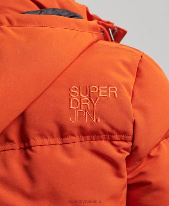 Superdry jachetă puf cu glugă everest îmbrăcăminte portocale bărbați JX0Z1122