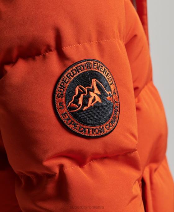 Superdry jachetă puf cu glugă everest îmbrăcăminte portocale bărbați JX0Z1122