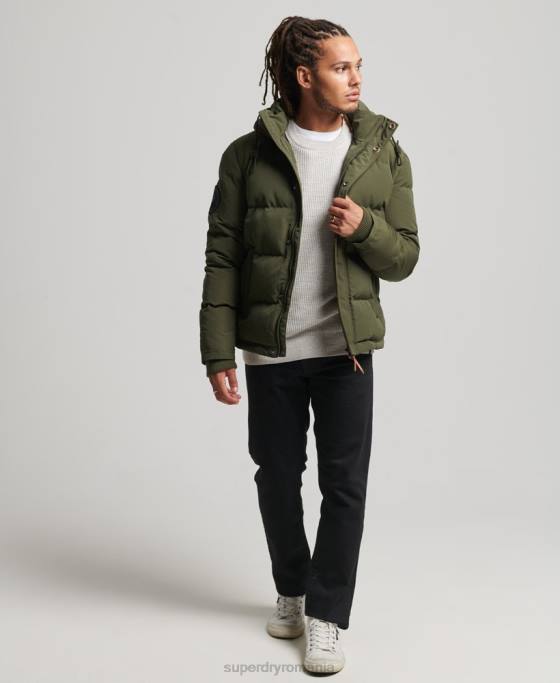 Superdry jachetă puf cu glugă everest îmbrăcăminte verde bărbați JX0Z1077