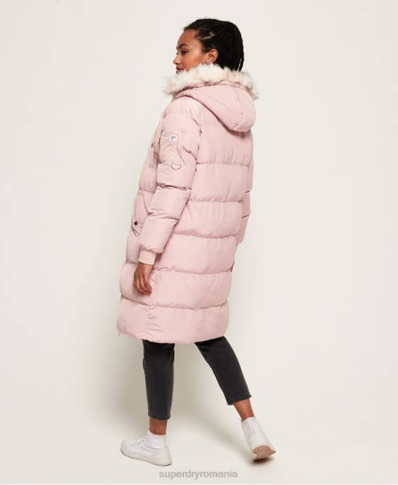 Superdry jachetă puf cu paragate de lux îmbrăcăminte roz femei JX0Z3848