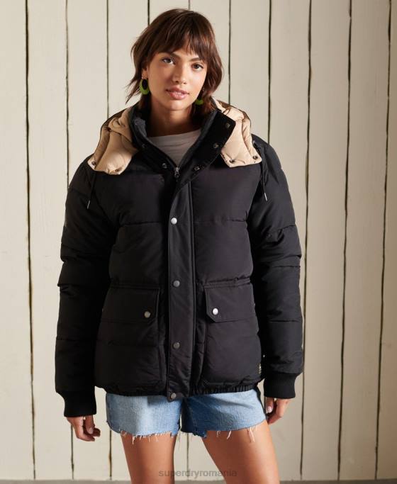 Superdry jachetă puf de munte supradimensionată îmbrăcăminte albastru inchis femei JX0Z5566