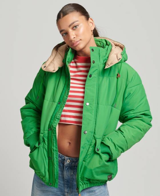 Superdry jachetă puf de munte supradimensionată îmbrăcăminte verde femei JX0Z5453