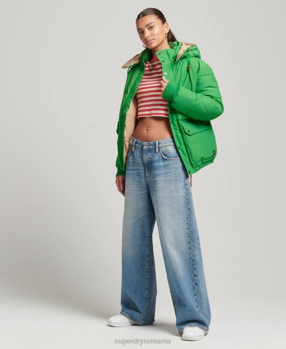 Superdry jachetă puf de munte supradimensionată îmbrăcăminte verde femei JX0Z5453