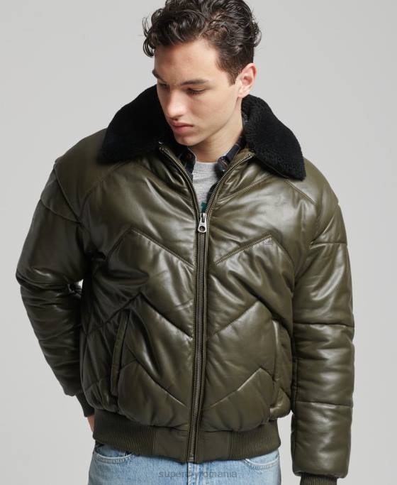 Superdry jachetă puf din piele de patrimoniu îmbrăcăminte verde bărbați JX0Z4666