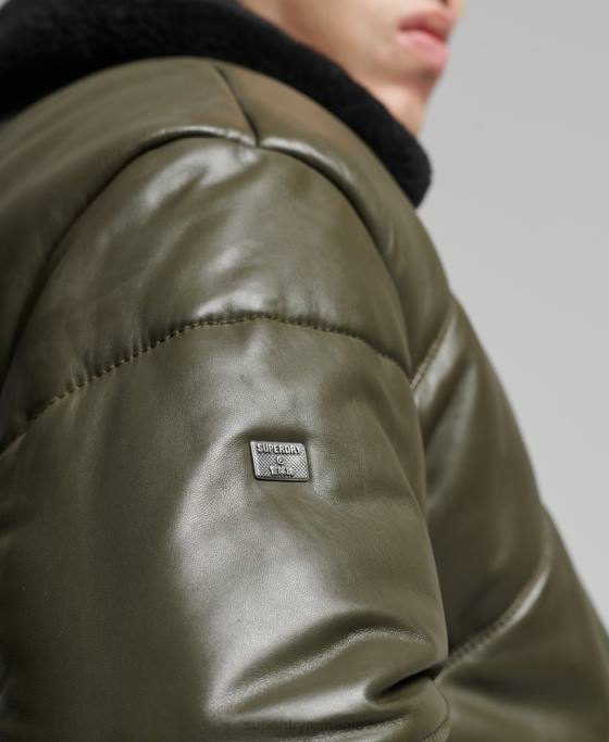Superdry jachetă puf din piele de patrimoniu îmbrăcăminte verde bărbați JX0Z4666
