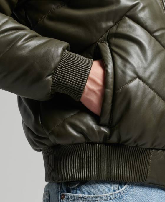 Superdry jachetă puf din piele de patrimoniu îmbrăcăminte verde bărbați JX0Z4666