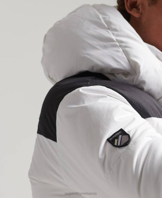 Superdry jachetă puf pilot cu glugă îmbrăcăminte alb bărbați JX0Z1054