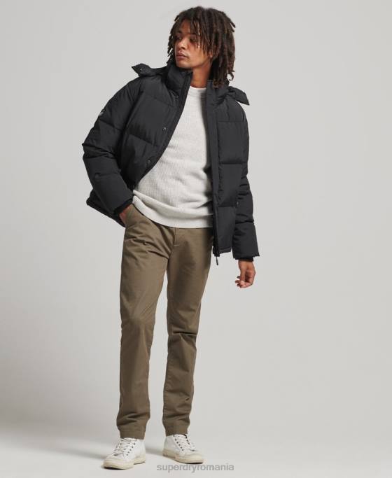 Superdry jachetă puf pilot cu glugă îmbrăcăminte negru bărbați JX0Z1000