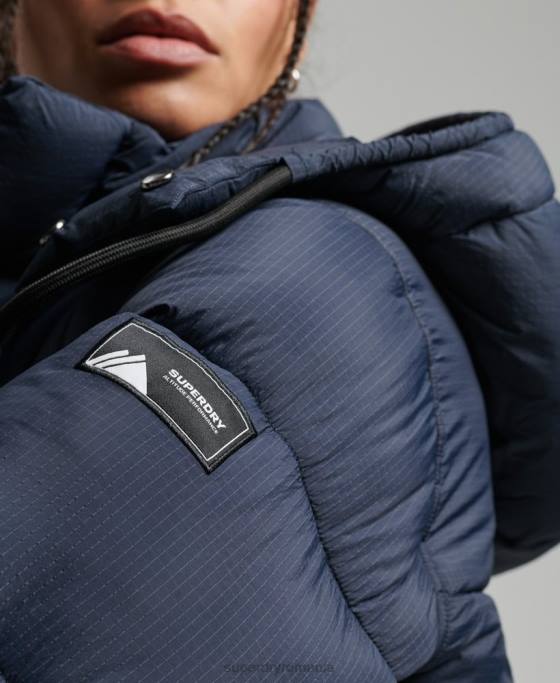 Superdry jachetă puf ripstop cu glugă îmbrăcăminte marina femei JX0Z3689