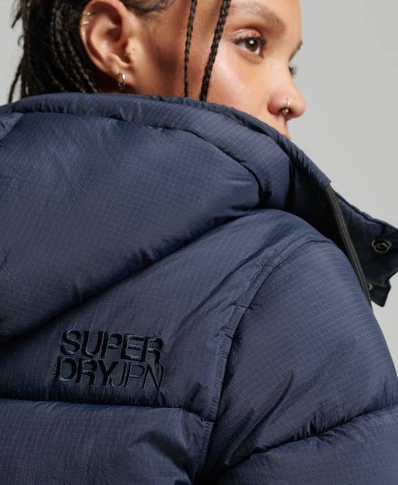 Superdry jachetă puf ripstop cu glugă îmbrăcăminte marina femei JX0Z3689