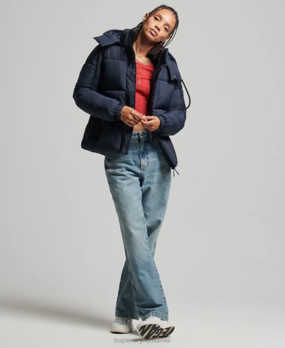 Superdry jachetă puf ripstop cu glugă îmbrăcăminte marina femei JX0Z3689