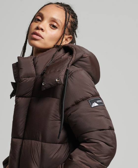 Superdry jachetă puf ripstop cu glugă îmbrăcăminte maro femei JX0Z3576