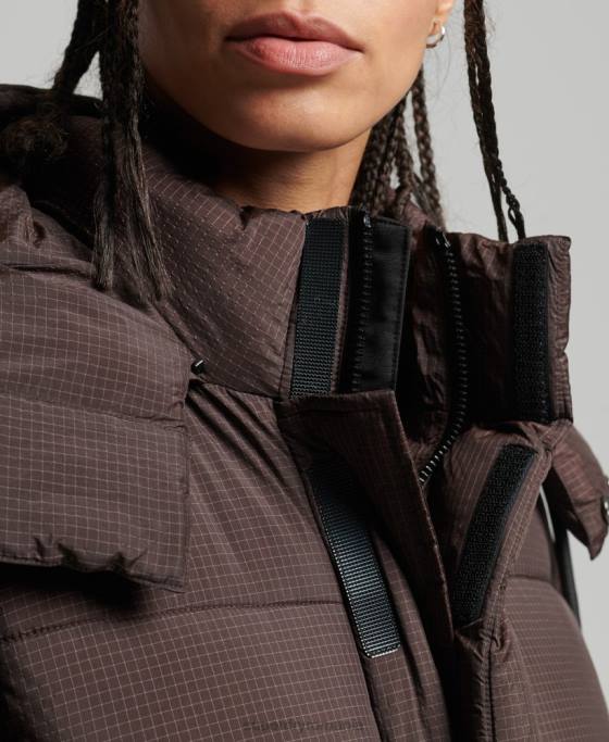 Superdry jachetă puf ripstop cu glugă îmbrăcăminte maro femei JX0Z3576