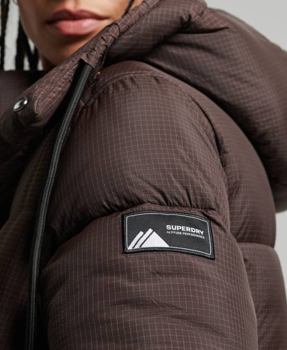 Superdry jachetă puf ripstop cu glugă îmbrăcăminte maro femei JX0Z3576