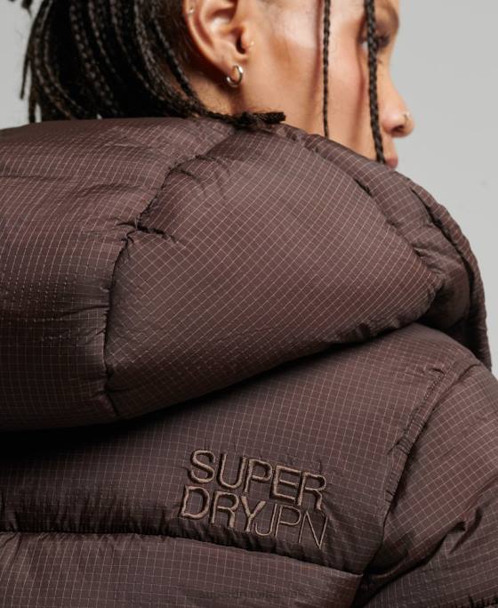 Superdry jachetă puf ripstop cu glugă îmbrăcăminte maro femei JX0Z3576