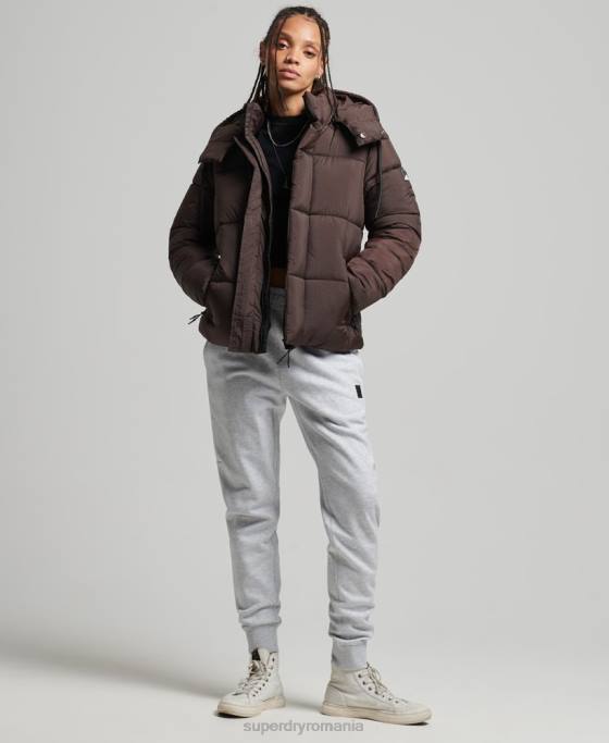 Superdry jachetă puf ripstop cu glugă îmbrăcăminte maro femei JX0Z3576