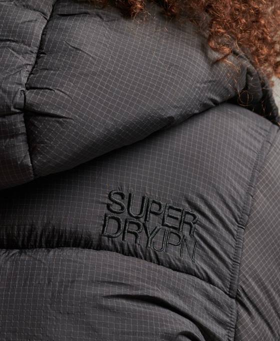 Superdry jachetă puf ripstop cu glugă îmbrăcăminte negru femei JX0Z3575