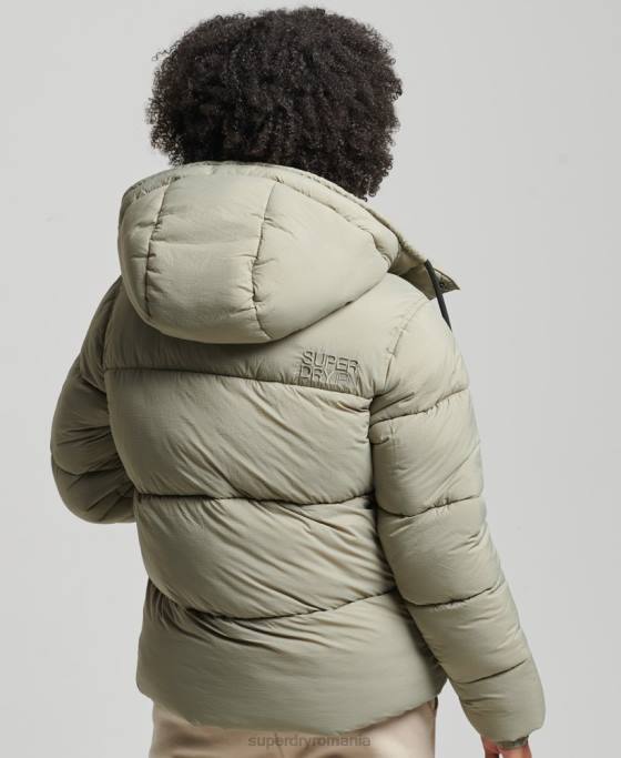 Superdry jachetă puf ripstop cu glugă îmbrăcăminte verde femei JX0Z3574