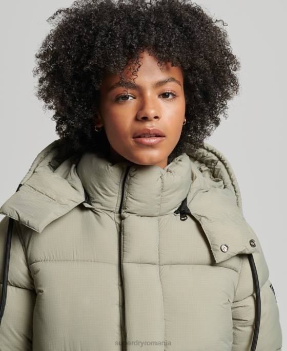 Superdry jachetă puf ripstop cu glugă îmbrăcăminte verde femei JX0Z3574