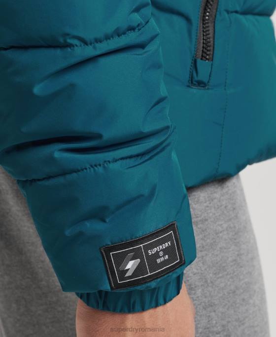 Superdry jachetă puf sport cu glugă îmbrăcăminte albastru bărbați JX0Z1018