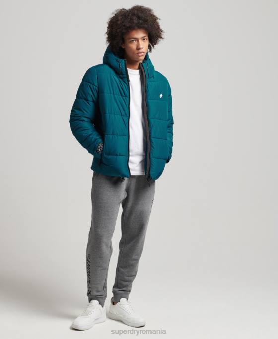 Superdry jachetă puf sport cu glugă îmbrăcăminte albastru bărbați JX0Z1018