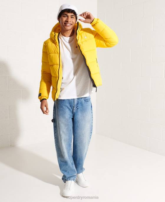 Superdry jachetă puf sport cu glugă îmbrăcăminte galben bărbați JX0Z1047