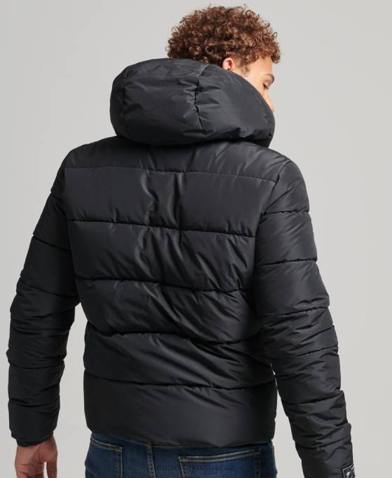 Superdry jachetă puf sport cu glugă îmbrăcăminte negru bărbați JX0Z1051