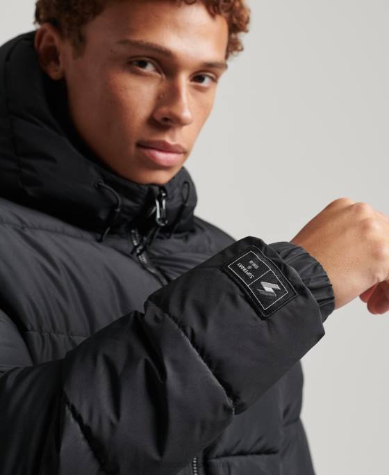 Superdry jachetă puf sport cu glugă îmbrăcăminte negru bărbați JX0Z1051