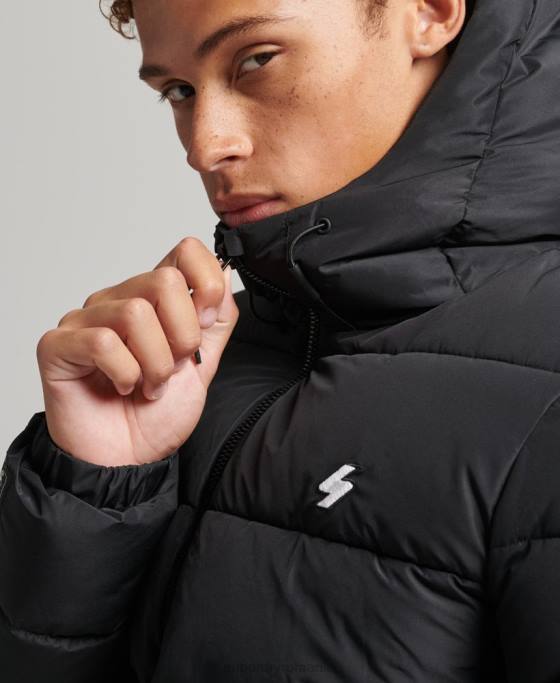 Superdry jachetă puf sport cu glugă îmbrăcăminte negru bărbați JX0Z1051