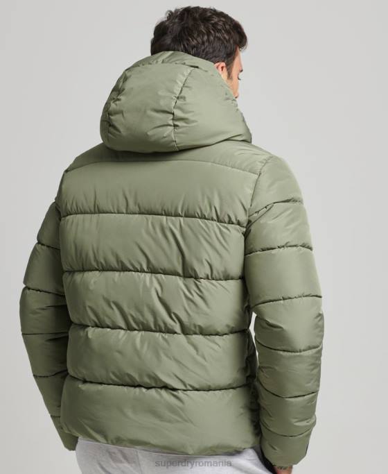 Superdry jachetă puf sport cu glugă îmbrăcăminte verde bărbați JX0Z1019