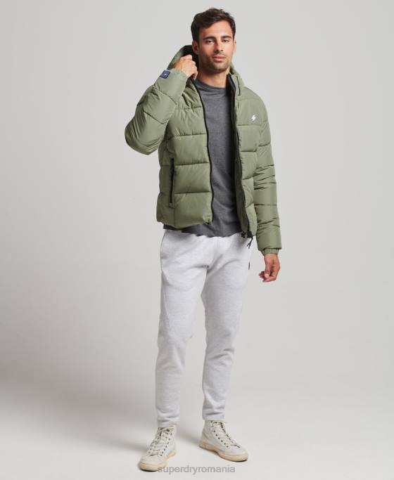 Superdry jachetă puf sport cu glugă îmbrăcăminte verde bărbați JX0Z1019