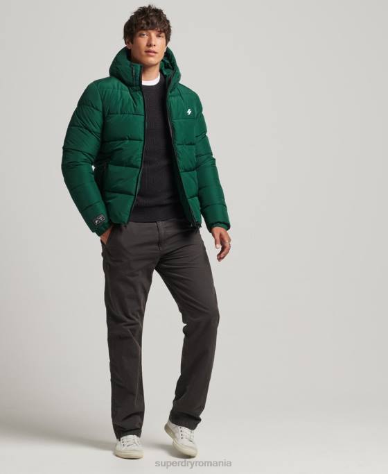 Superdry jachetă puf sport cu glugă îmbrăcăminte verde bărbați JX0Z1021