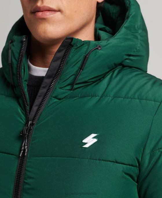 Superdry jachetă puf sport cu glugă îmbrăcăminte verde bărbați JX0Z1021