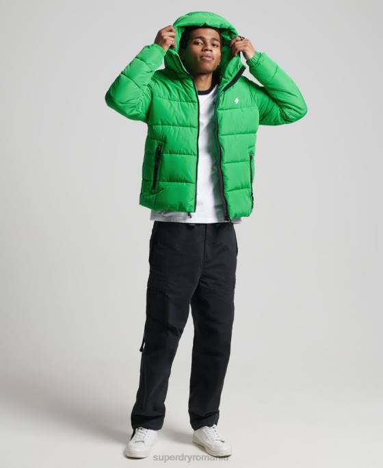 Superdry jachetă puf sport cu glugă îmbrăcăminte verde bărbați JX0Z1090