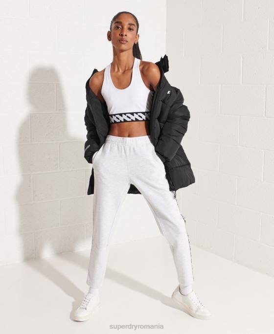 Superdry jachetă puf sport cu paragate îmbrăcăminte negru femei JX0Z5527