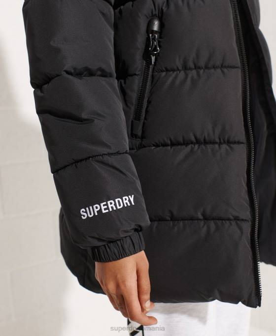 Superdry jachetă puf sport cu paragate îmbrăcăminte negru femei JX0Z5527