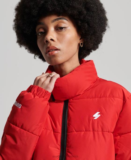 Superdry jachetă puf sport cu paragate îmbrăcăminte roșu femei JX0Z5640