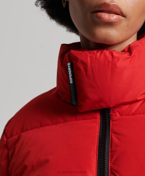 Superdry jachetă puf sport cu paragate îmbrăcăminte roșu femei JX0Z5640
